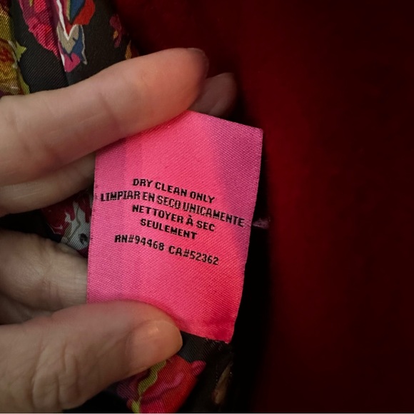 BETSEY JOHNSON Cape Swing Coat Red Wool Blend Full Zip W/Pockets Size Medium - Picture 8 of 10